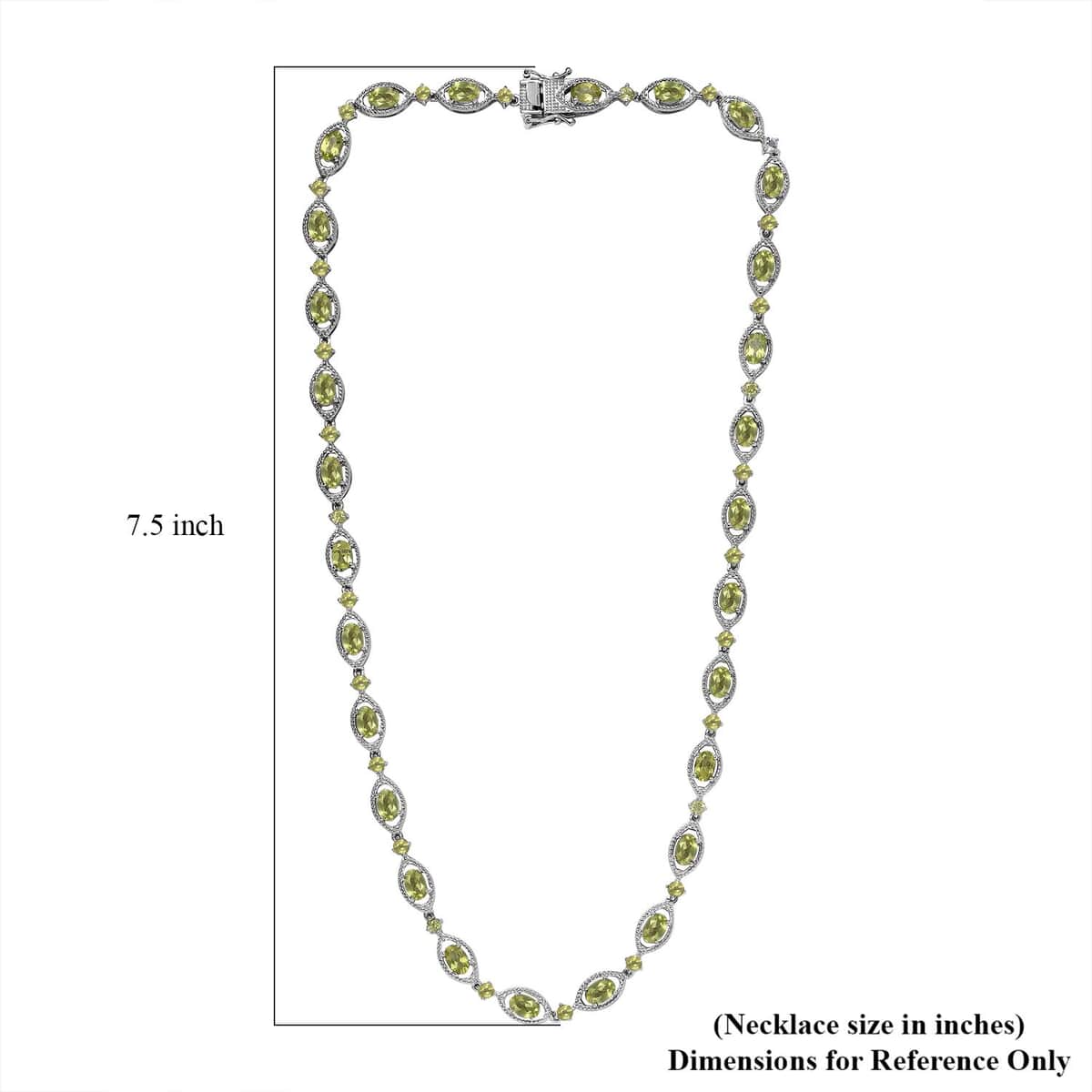 Peridot Necklace 18 Inches in Platinum Over Sterling Silver 35.90 ctw image number 5