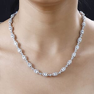 D'Joy Sky Blue Topaz Necklace 18 Inches in Platinum Over Sterling Silver 20.60 ctw