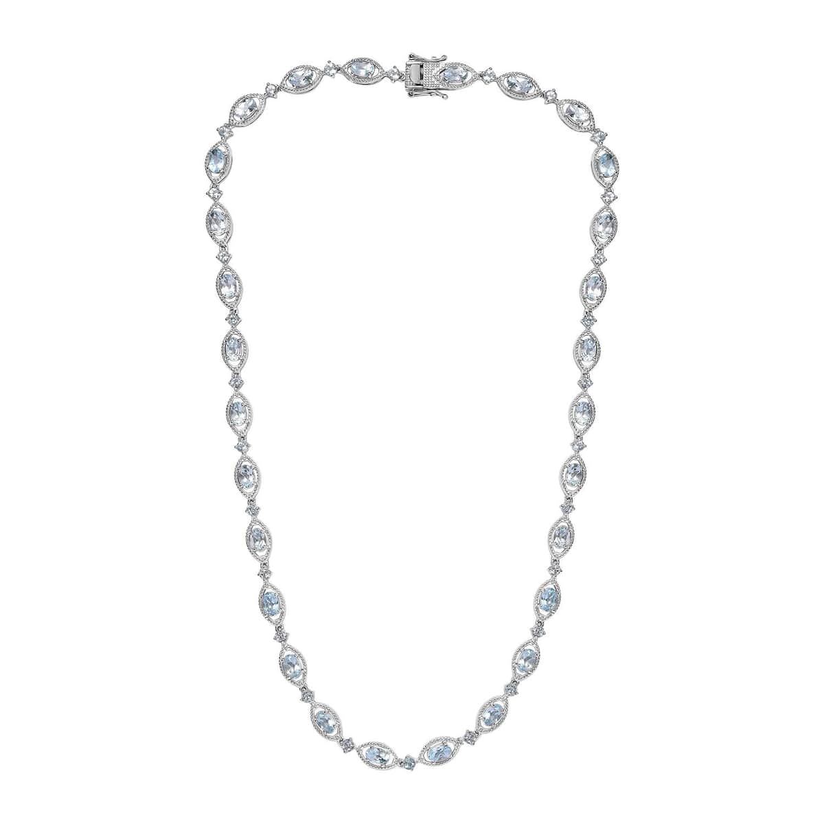 Sky Blue Topaz Necklace 18 Inches in Platinum Over Sterling Silver 20.60 ctw image number 3