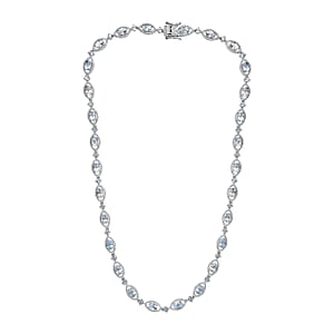 D'Joy Sky Blue Topaz Necklace 18 Inches in Platinum Over Sterling Silver 20.60 ctw