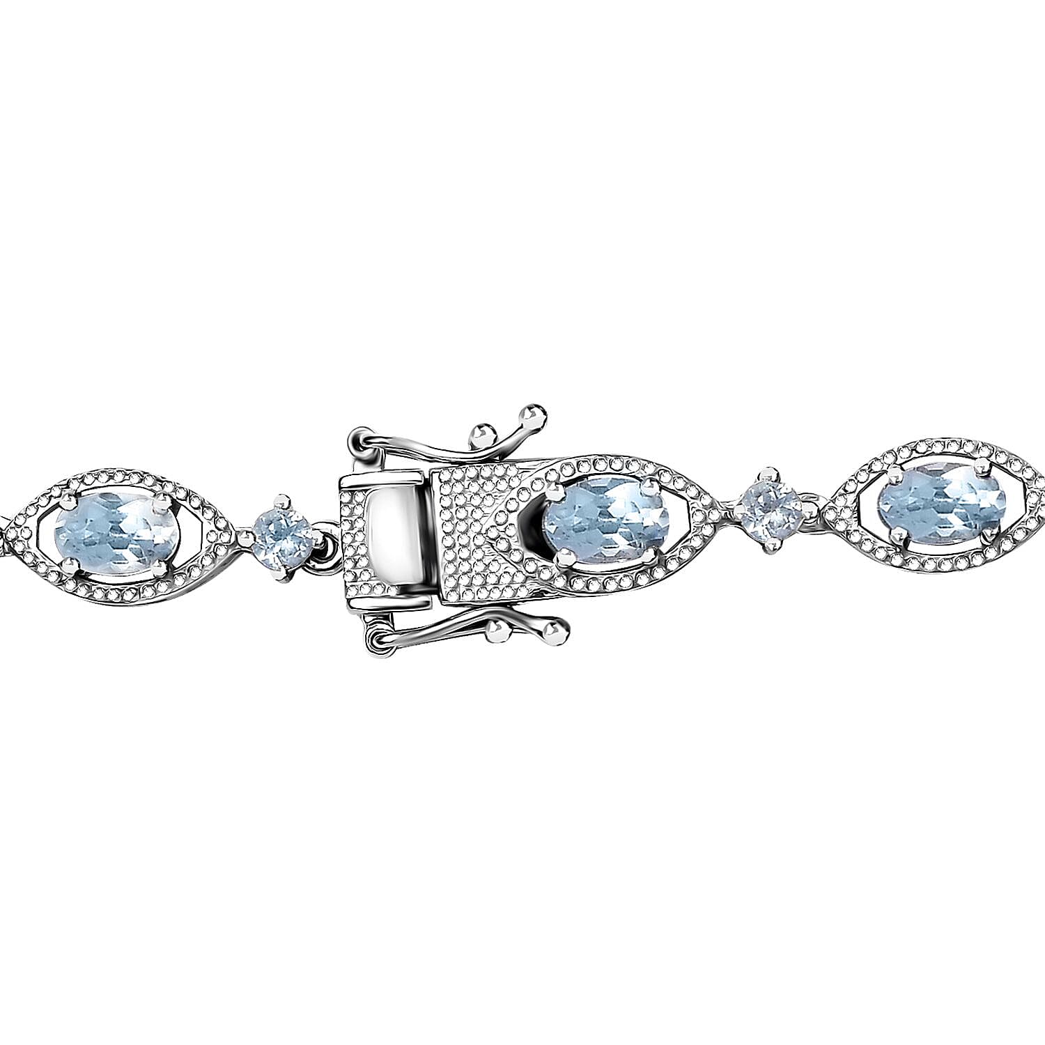 D'Joy Sky Blue Topaz Necklace 18 Inches in Platinum Over Sterling Silver 20.60 ctw