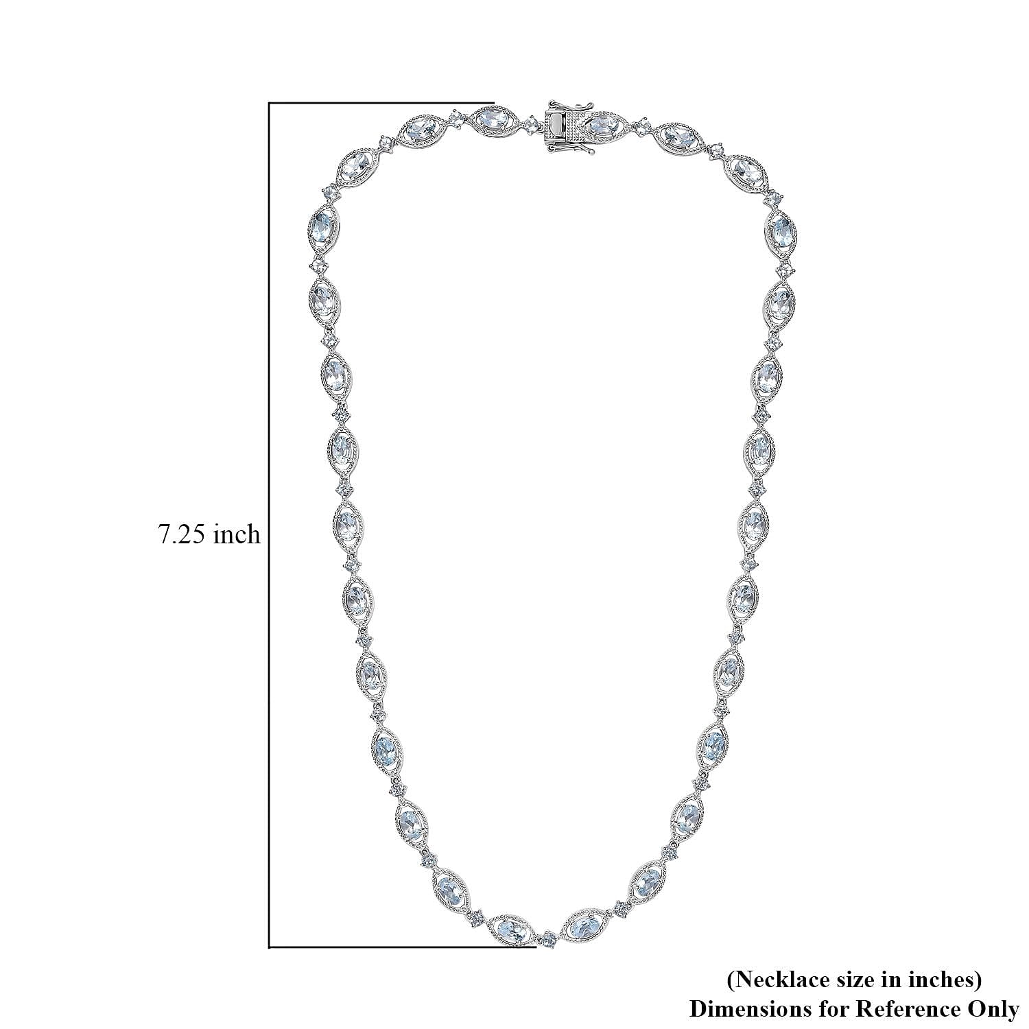 D'Joy Sky Blue Topaz Necklace 18 Inches in Platinum Over Sterling Silver 20.60 ctw