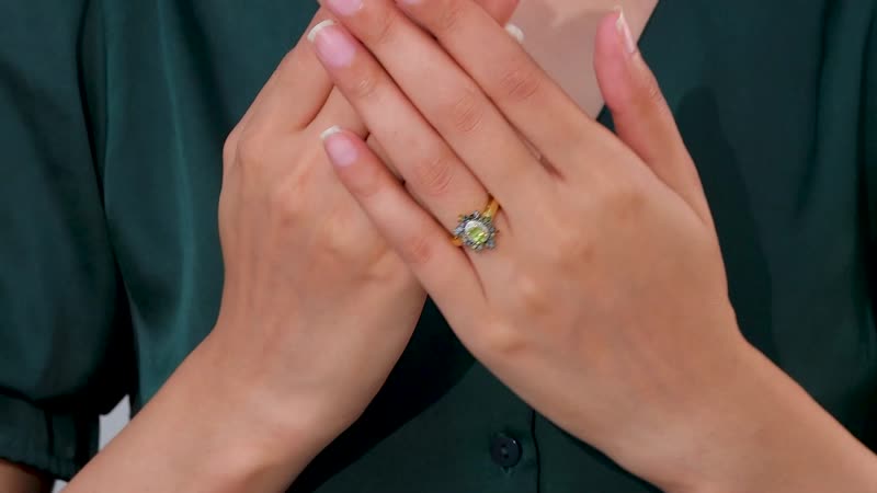 Premium Sava Sphene and Multi Diamond Ring in Vermeil Yellow Gold Over Sterling Silver (Size 10.0) 0.90 ctw