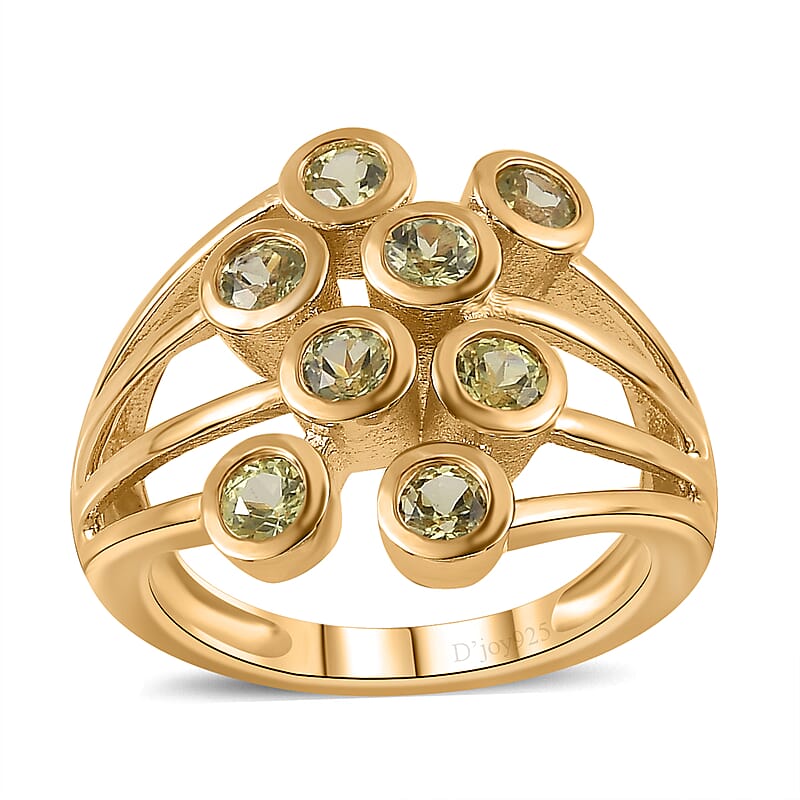 Premium Natural Chrysoberyl Ring in Vermeil Yellow Gold Over Sterling Silver (Size 10.0) 1.10 ctw