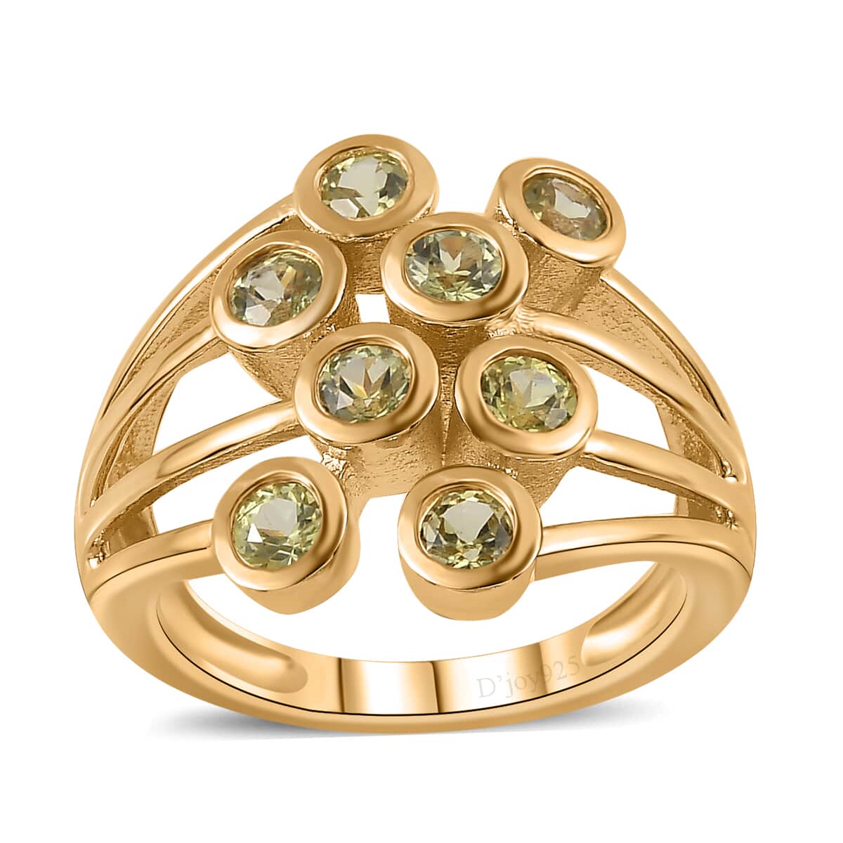 Premium Natural Chrysoberyl Bubble Ring in Vermeil Yellow Gold Over Sterling Silver (Size 5.0) 1.10 ctw image number 0