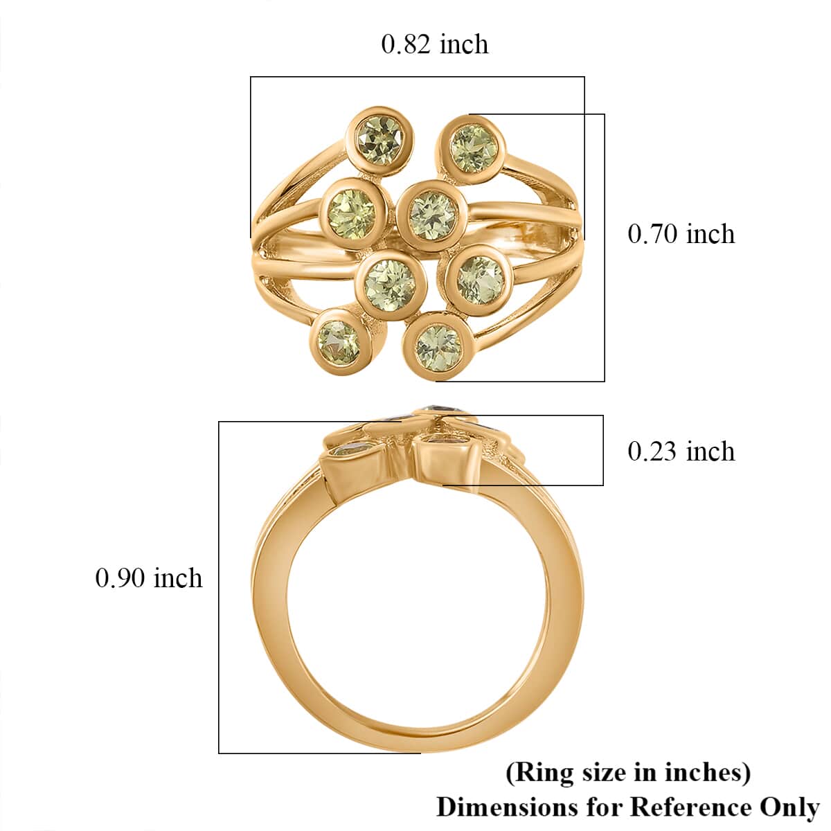 Premium Natural Chrysoberyl Bubble Ring in Vermeil Yellow Gold Over Sterling Silver (Size 5.0) 1.10 ctw image number 5