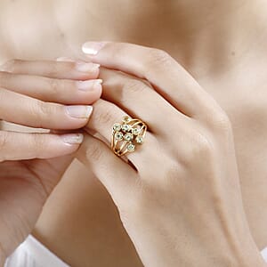 Premium Natural Chrysoberyl Bubble Ring in Vermeil Yellow Gold Over Sterling Silver (Size 8.0) 1.10 ctw