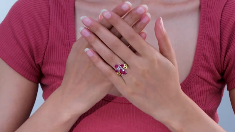 African Ruby (FF) Ring in Vermeil YG and Platinum Over Sterling Silver 6.10 ctw