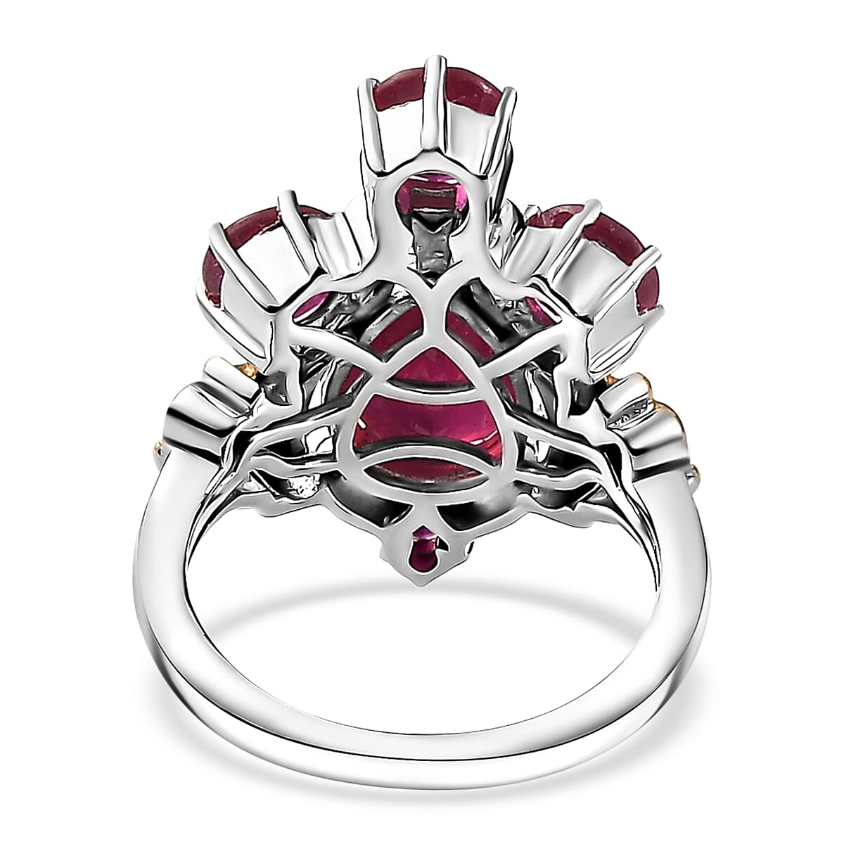 Niassa Ruby (FF) Ring in Vermeil YG and Platinum Over Sterling Silver (Size 10.0) 6.10 ctw