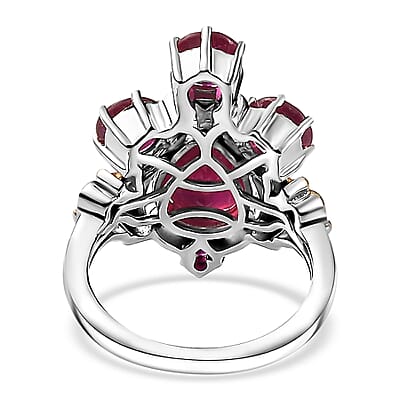 Niassa Ruby (FF) Ring in Vermeil YG and Platinum Over Sterling Silver (Size 10.0) 6.10 ctw