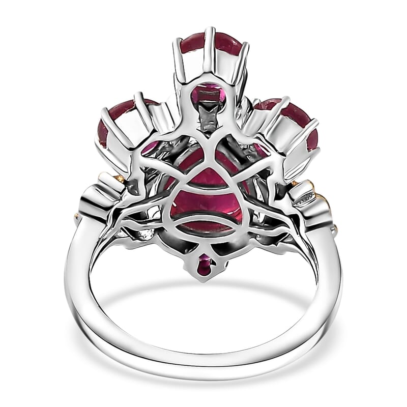 Niassa Ruby (FF) Ring in Vermeil YG and Platinum Over Sterling Silver (Size 10.0) 6.10 ctw