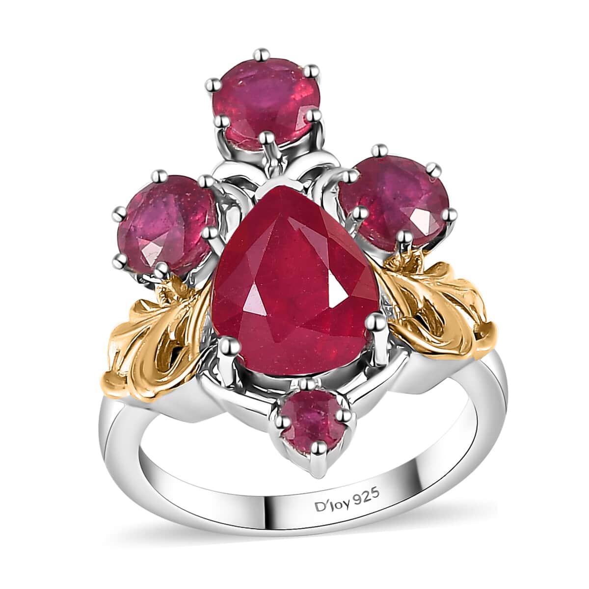 NEW NIASSA high quality RUBY, MOISSANITE RING VERMEIL YG OVER STERLING SILVER SZ 8