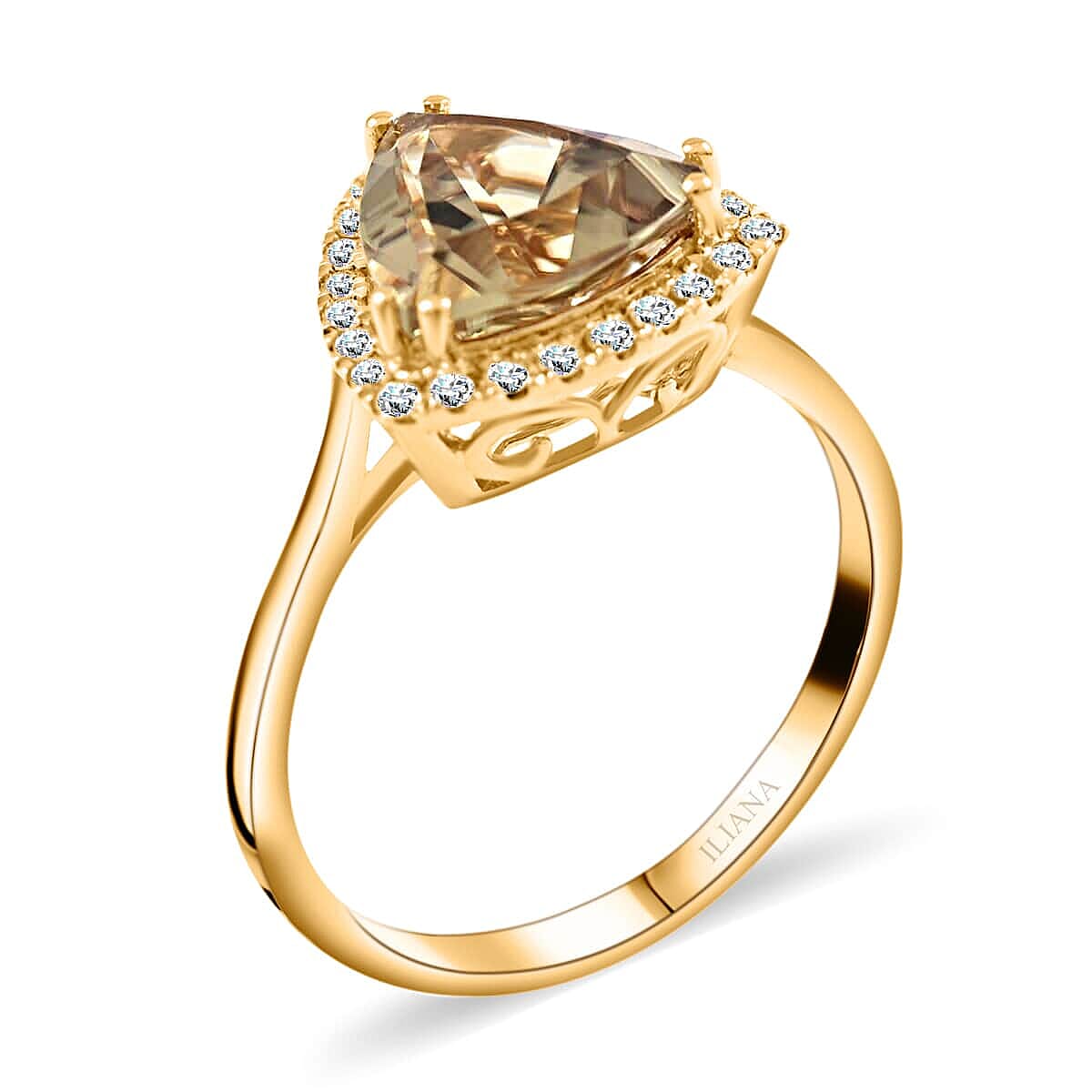 Certified & Appraised Iliana 18K Yellow Gold AAA Turkizite and G-H SI Diamond Ring (Size 8.5) 3.50 Grams 2.80 ctw image number 3