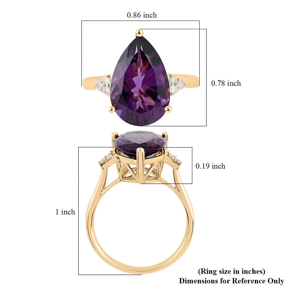 Luxoro 10K Yellow Gold AAA African Amethyst and G-H I2 Diamond Ring (Size 11.5) 5.70 ctw image number 5