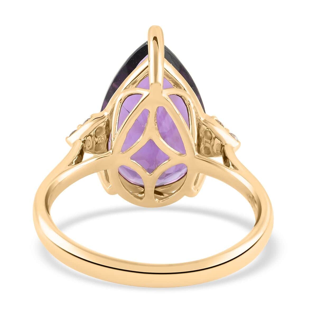 Luxoro 10K Yellow Gold AAA African Amethyst and G-H I2 Diamond Ring (Size 8.5) 5.70 ctw image number 4