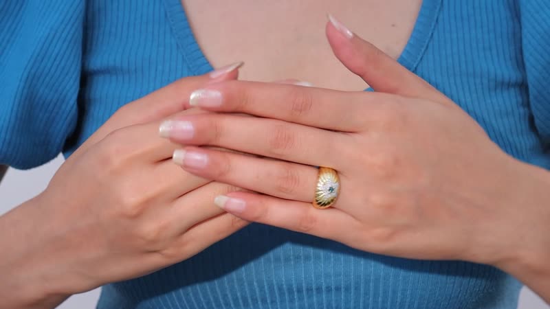 GP Blue Diamond (IR), White Diamond Star Ring in Vermeil YG Over Sterling Silver (Size 10.0) 0.20 ctw