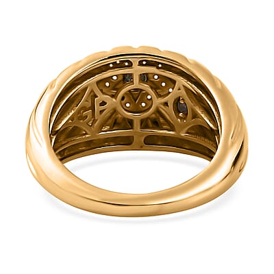 GP Celestial Dream Collection Blue Diamond and White Diamond Star Ring in Vermeil Yellow Gold Over Sterling Silver (Size 10.0) 0.20 ctw