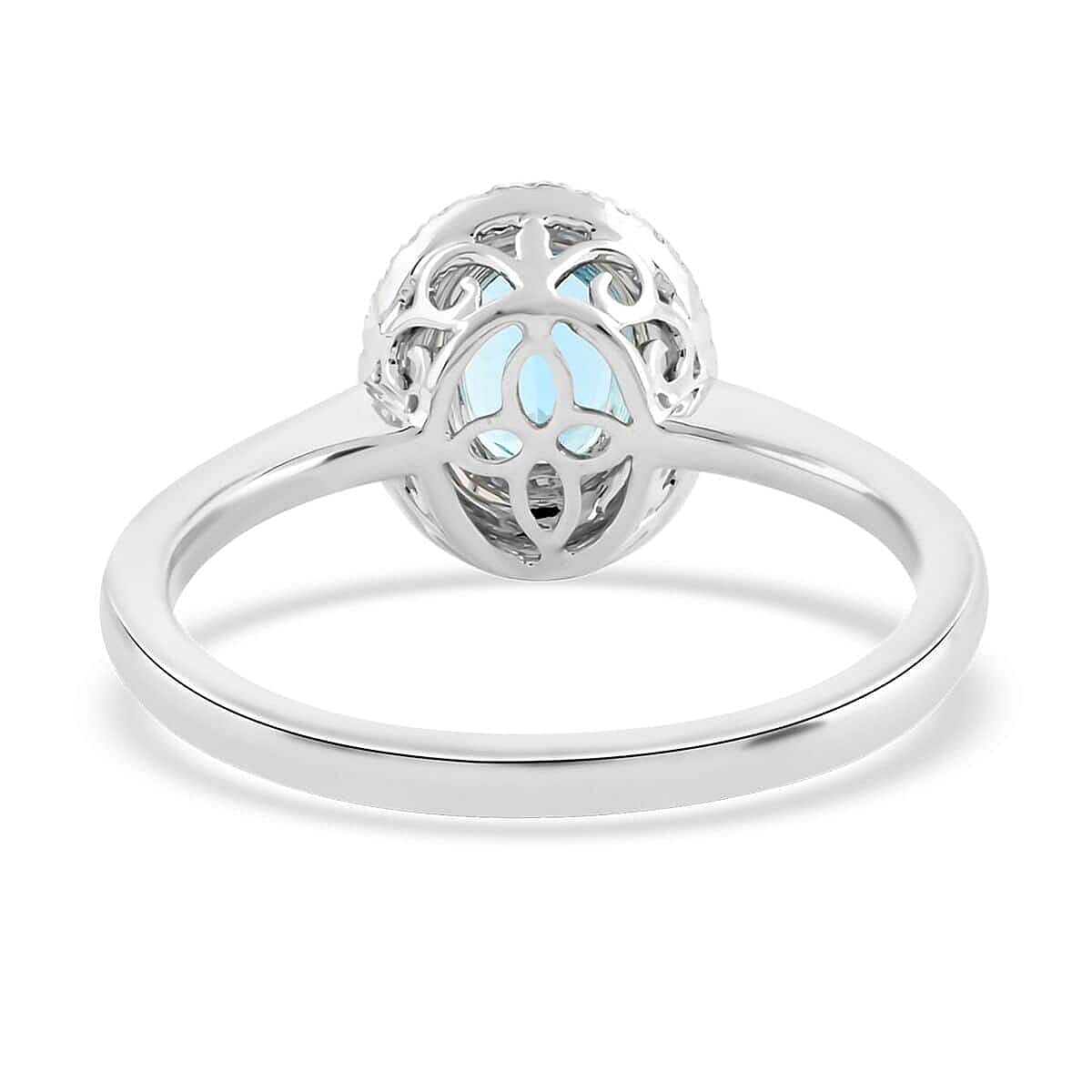 Certified Iliana 18K White Gold AAA Santa Maria Aquamarine and G-H SI Diamond Double Halo Ring (Size 11.0) 1.00 ctw image number 4