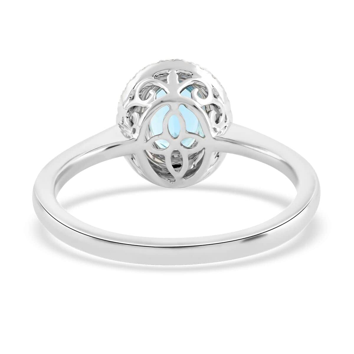 Certified Iliana 18K White Gold AAA Santa Maria Aquamarine and G-H SI Diamond Double Halo Ring (Size 9.5) 1.00 ctw image number 4