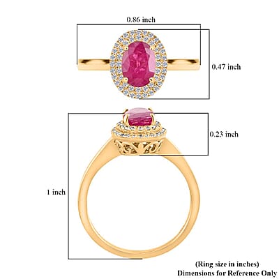 Certified and Appraised Iliana 18K Yellow Gold AAA Mozambique Ruby and G-H SI Diamond Double Halo Ring (Size 5.0) 1.10 ctw