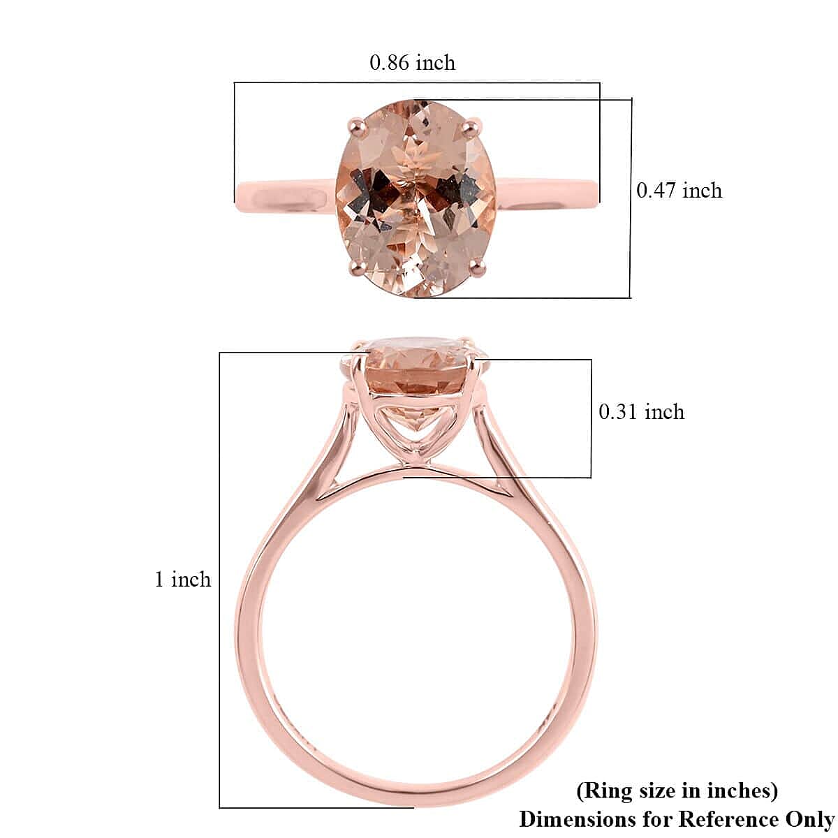 Luxoro 14K Rose Gold AAA Marropino Morganite Ring (Size 9.5) 2.60 ctw