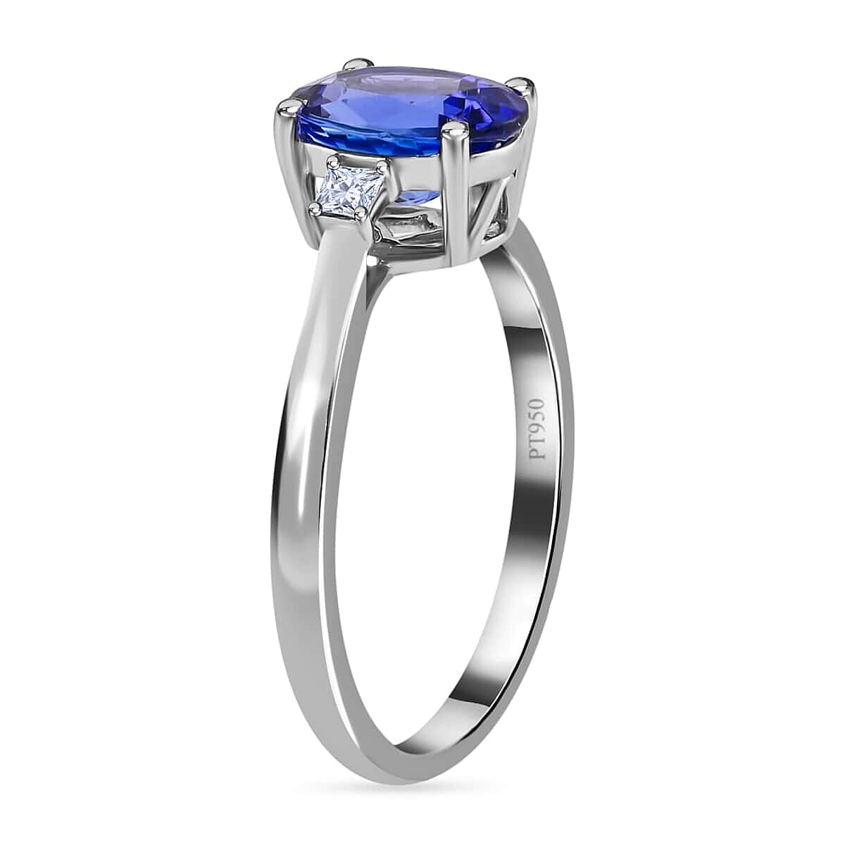 Certified and Appraised Rhapsody 950 Platinum AAAA Tanzanite and E-F VS Diamond Ring (Size 8.5) 4.50 Grams 2.15 ctw image number 3