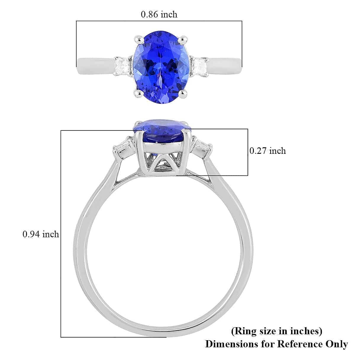 Certified and Appraised Rhapsody 950 Platinum AAAA Tanzanite and E-F VS Diamond Ring (Size 8.5) 4.50 Grams 2.15 ctw image number 5