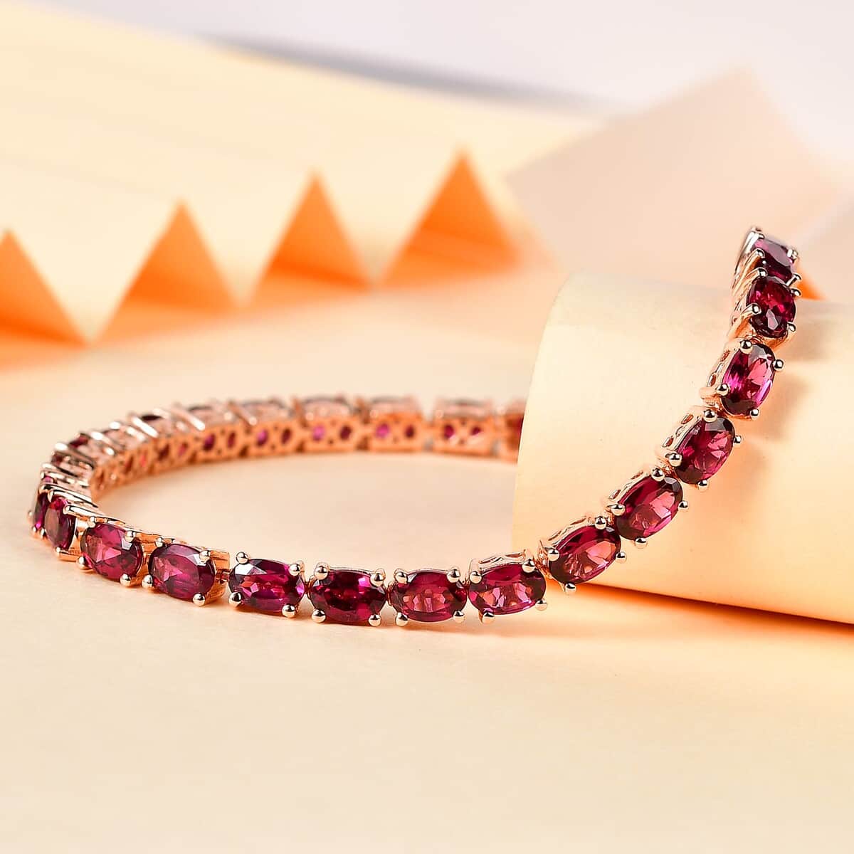 Orissa Rhodolite Garnet Tennis Bracelet in Vermeil Rose Gold Over Sterling Silver (7.25 In) 15.15 ctw image number 1