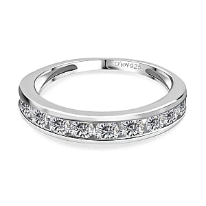 Finest CZ 1.55 ctw Ring in Platinum Over Sterling Silver (Size 5.5)