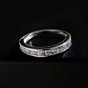 Finest CZ 1.55 ctw Ring in Platinum Over Sterling Silver (Size 5.5)