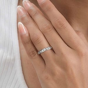 Finest CZ 1.55 ctw Ring in Platinum Over Sterling Silver (Size 5.5)