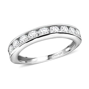 Finest CZ 1.55 ctw Ring in Platinum Over Sterling Silver (Size 5.5)