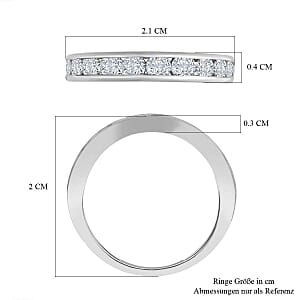Finest CZ 1.55 ctw Ring in Platinum Over Sterling Silver (Size 5.5)