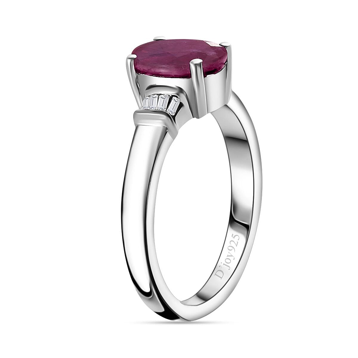 Niassa Ruby (FF) and Diamond 1.80 ctw Ring in Platinum Over Sterling Silver (Size 8.0)