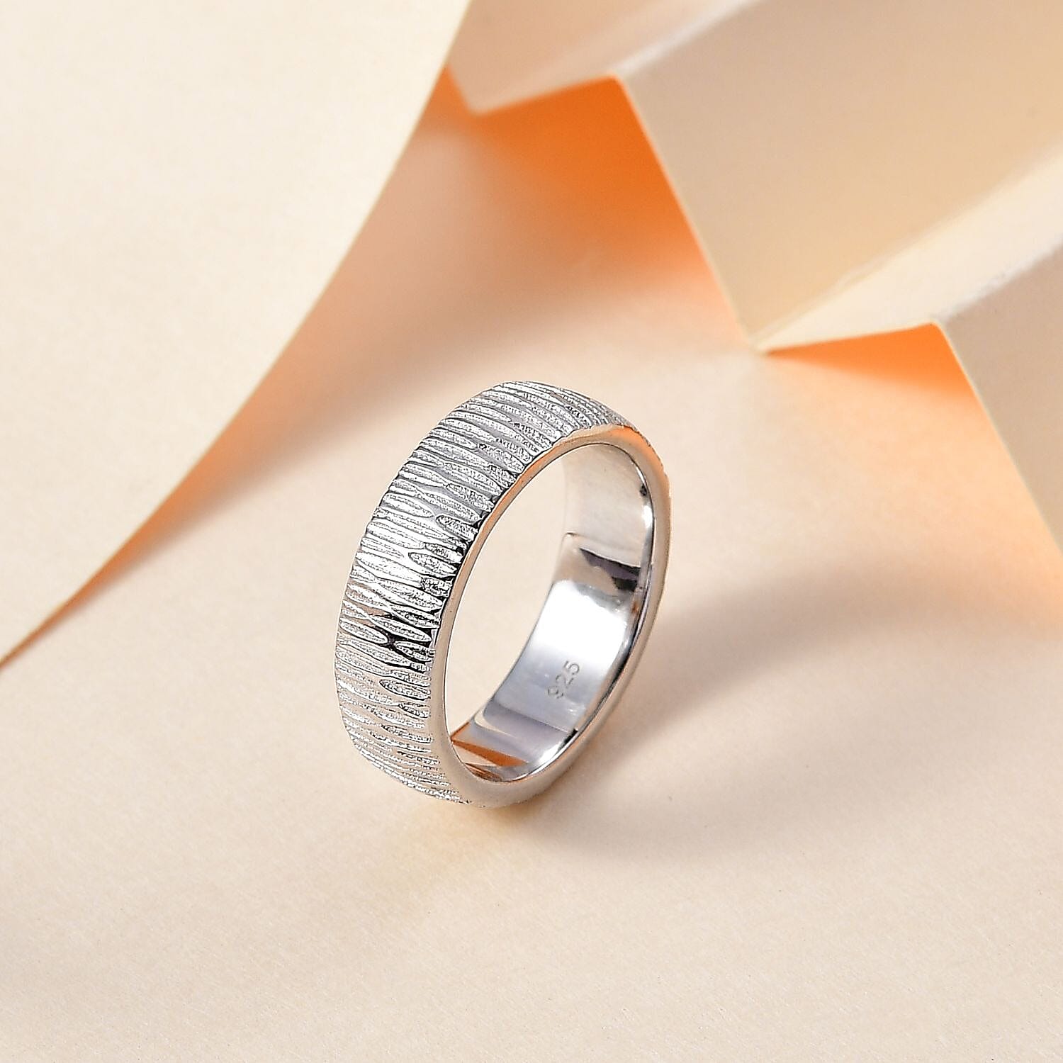 Band Ring in Rhodium Over Sterling Silver (Size 10.0) (6.39 g)