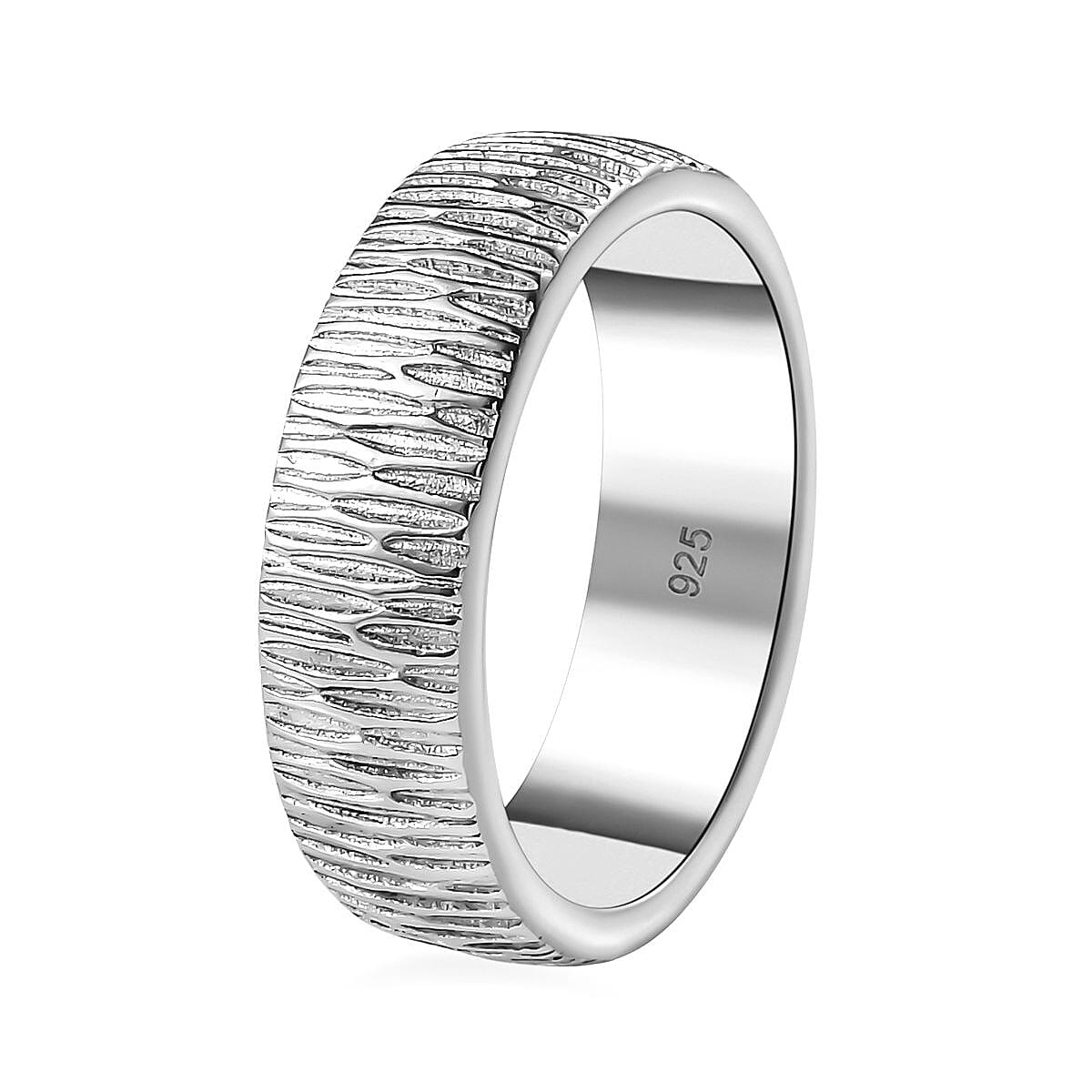 Band Ring in Rhodium Over Sterling Silver (Size 10.0) (6.39 g)