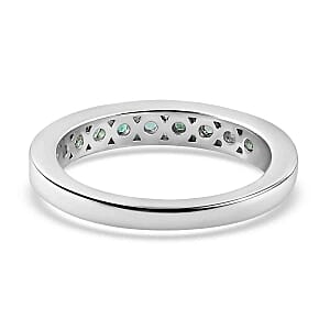 Kagem Zambian Emerald 0.86 ctw Band Ring in Rhodium Over Sterling Silver (Size 6.5)