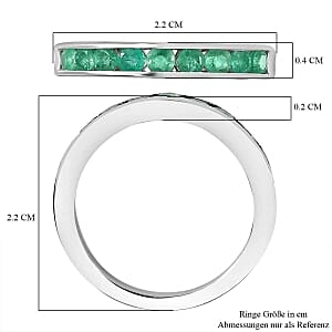 Kagem Zambian Emerald 0.86 ctw Band Ring in Rhodium Over Sterling Silver (Size 6.5)
