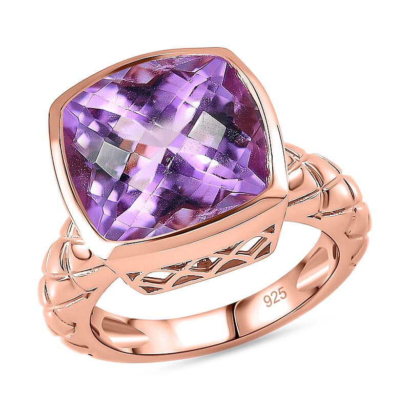 Rose De France Amethyst 6.85 ctw Ring in Vermeil Rose Gold Over Sterling Silver (Size 10.0)