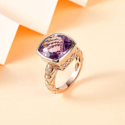 Rose De France Amethyst 6.85 ctw Ring in Vermeil Rose Gold Over Sterling Silver (Size 10.0)