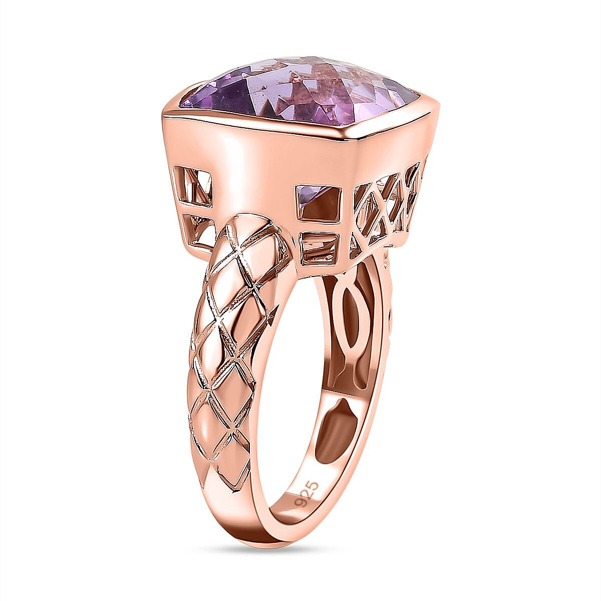 Rose De France Amethyst 6.85 ctw Ring in Vermeil Rose Gold Over Sterling Silver (Size 10.0)