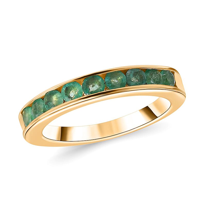 Kagem Zambian Emerald 0.85 ctw Ring in Vermeil Yellow Gold Over Sterling Silver (Size 10.0)