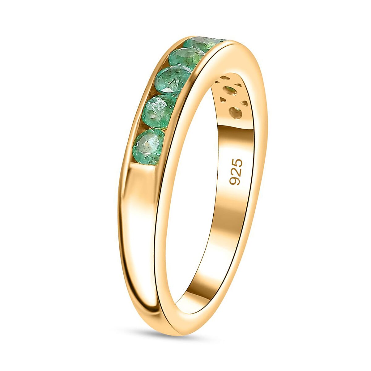Kagem Zambian Emerald 0.85 ctw Ring in Vermeil Yellow Gold Over Sterling Silver (Size 10.0)