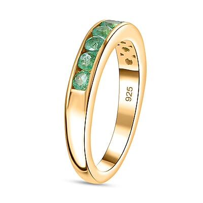 Kagem Zambian Emerald 0.85 ctw Ring in Vermeil Yellow Gold Over Sterling Silver (Size 10.0)