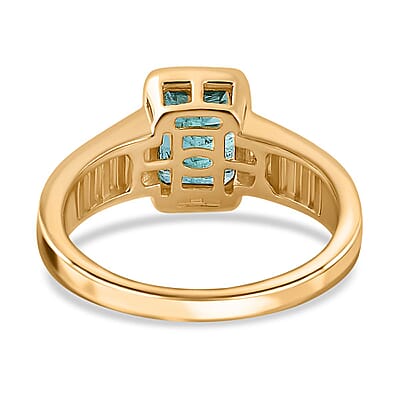 Zambian Emerald and Moissanite 2.75 ctw Ring in 18K Vermeil Yellow Gold Over Sterling Silver (Size 10.0)