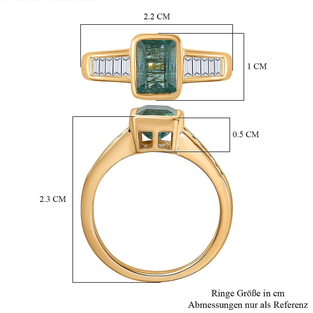 Zambian Emerald and Moissanite 2.75 ctw Ring in 18K Vermeil Yellow Gold Over Sterling Silver (Size 10.0)