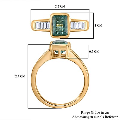Zambian Emerald and Moissanite 2.75 ctw Ring in 18K Vermeil Yellow Gold Over Sterling Silver (Size 10.0)