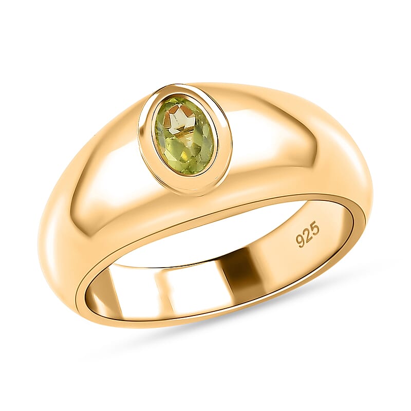 Hebei Peridot 0.50 ctw Ring in Vermeil Yellow Gold Over Sterling Silver (Size 10.0)