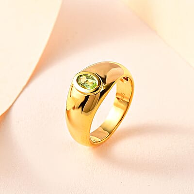 Hebei Peridot 0.50 ctw Ring in Vermeil Yellow Gold Over Sterling Silver (Size 10.0)