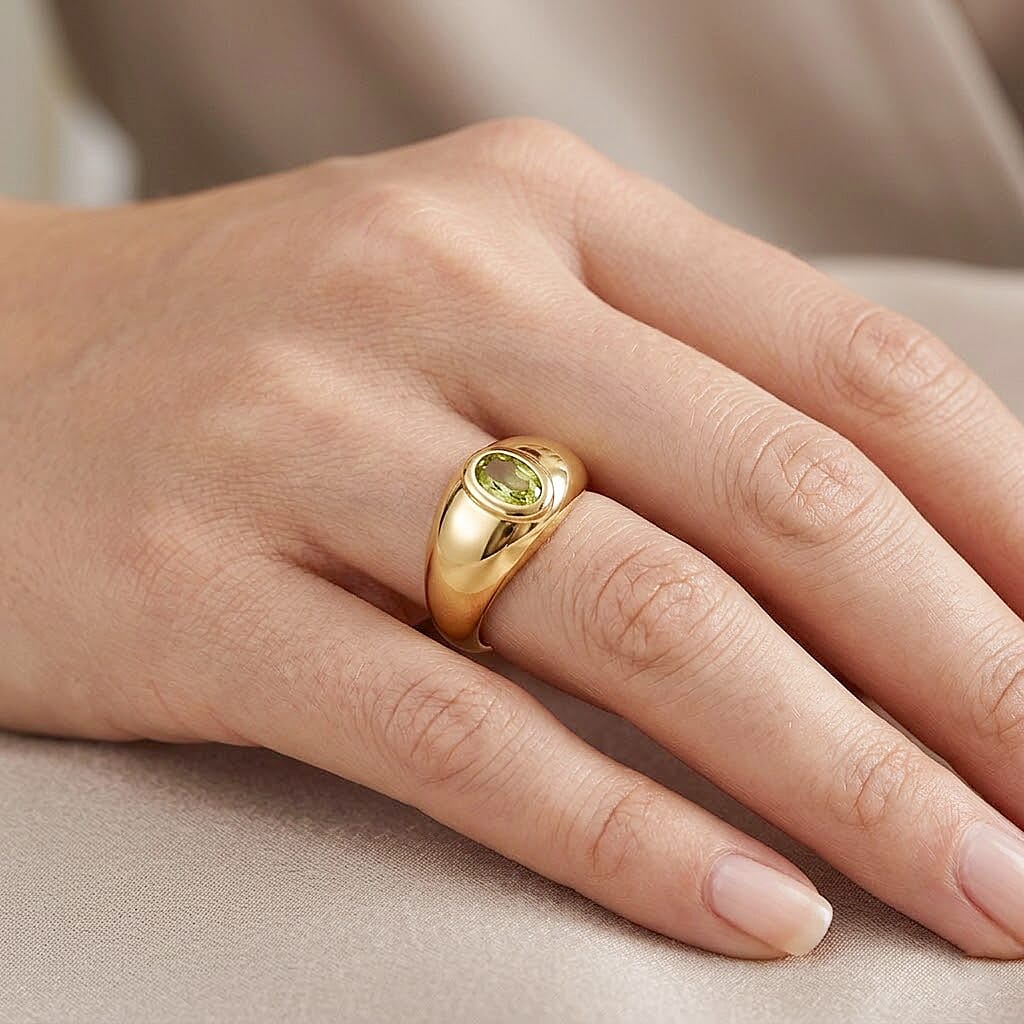 Hebei Peridot 0.50 ctw Ring in Vermeil Yellow Gold Over Sterling Silver (Size 10.0)